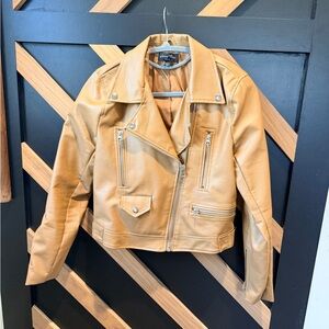 Love Free Tan Leather Moto Jacket